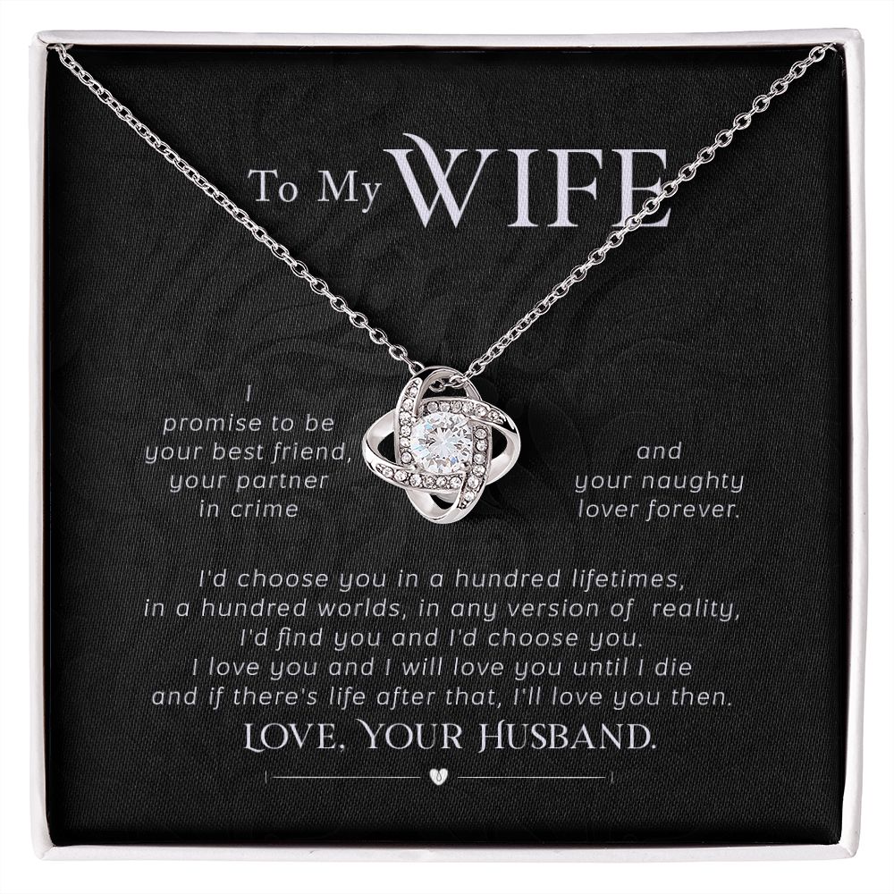 To My WIFE I Promise Love Knot Necklace