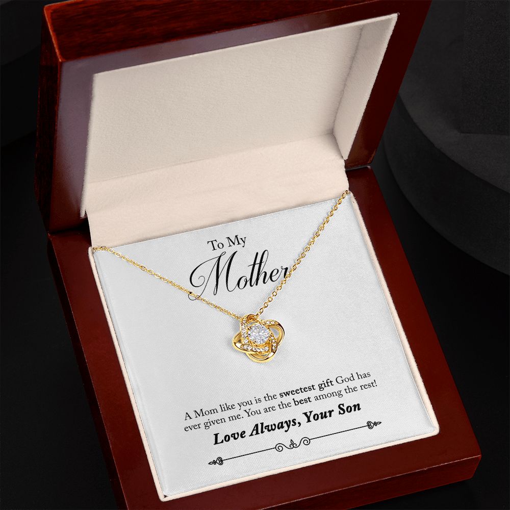 To My Mother Love Always Your Son Love Knot Necklace.