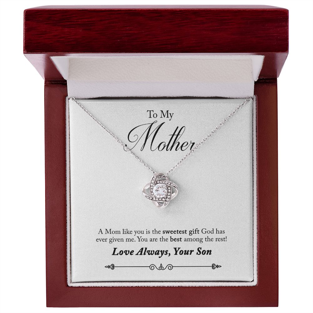 To My Mother Love Always Your Son Love Knot Necklace.