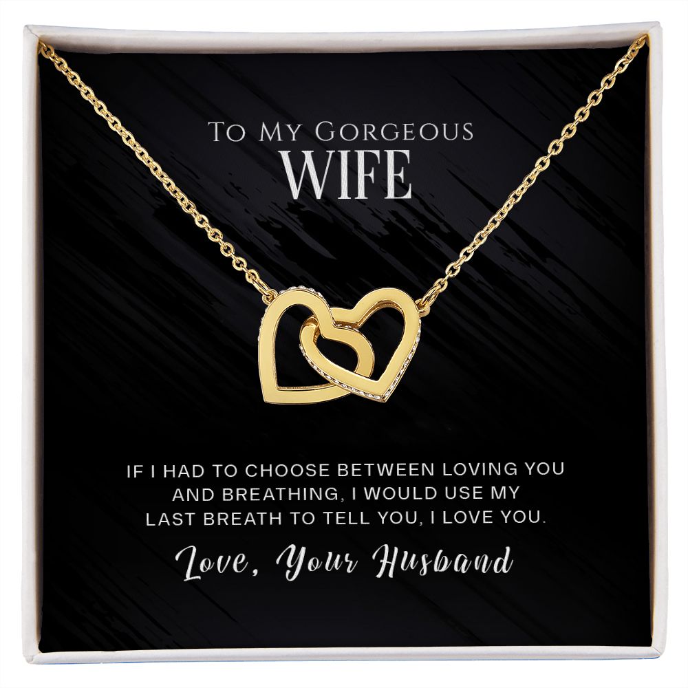 To My Gorgeous WIFE Two Heart Necklace