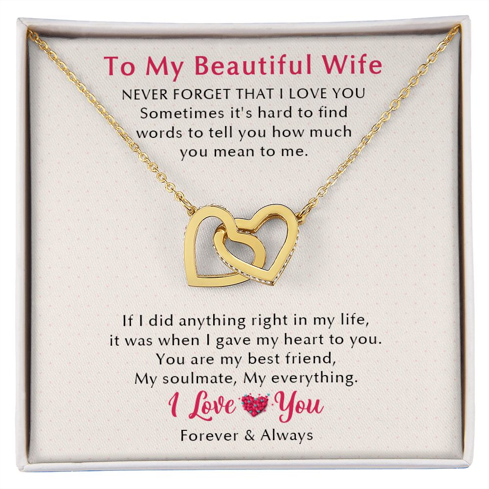 To My Beautiful Wife Forever & Always Interlocking Hearts Necklace