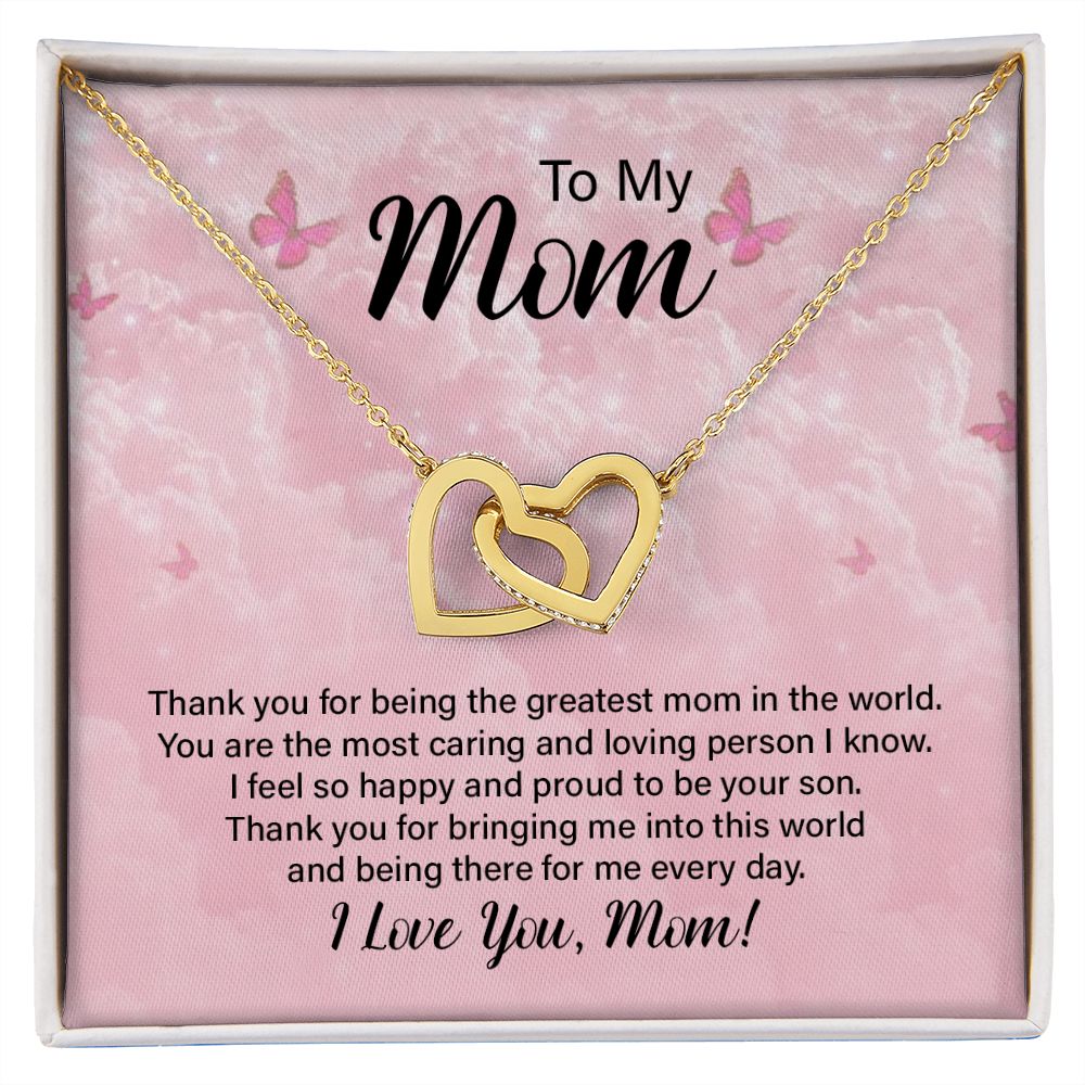 To My Mom Thank You  Interlocking Hearts necklace