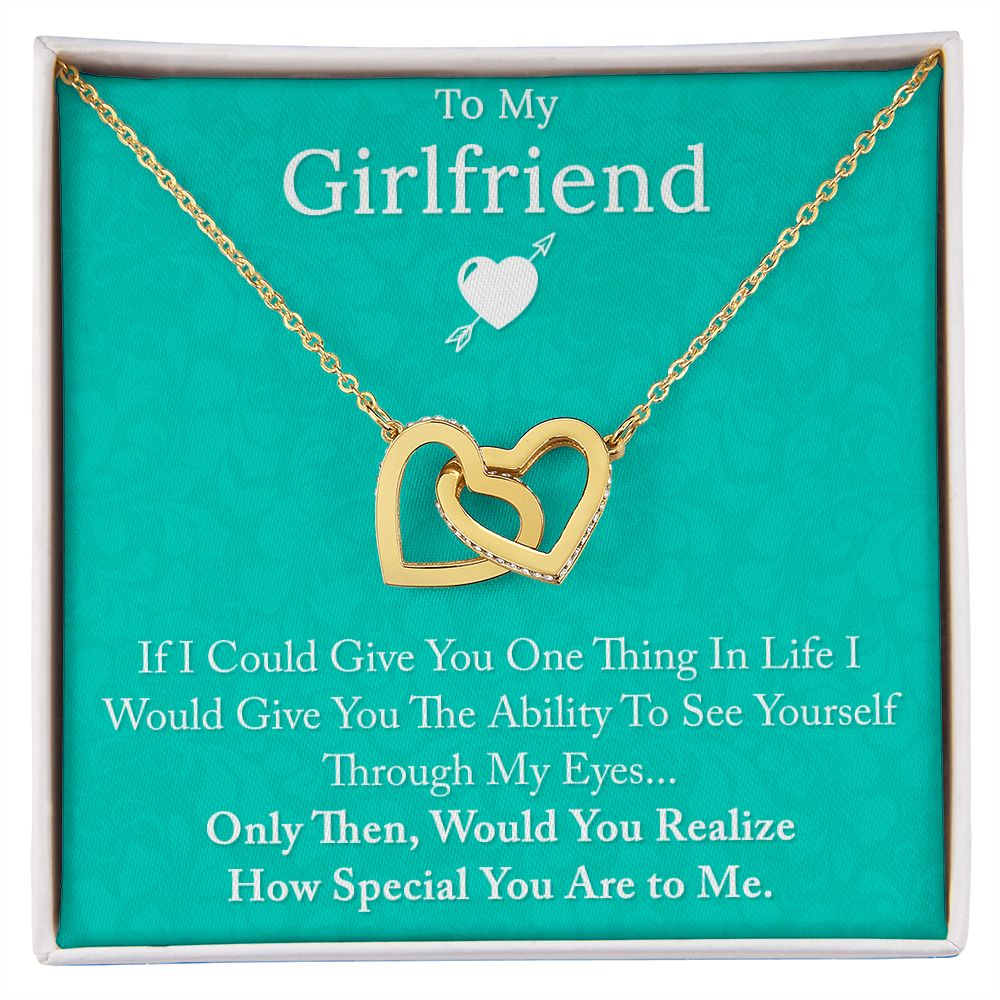 To My Girlfriend If I Could  Interlocking Hearts necklace