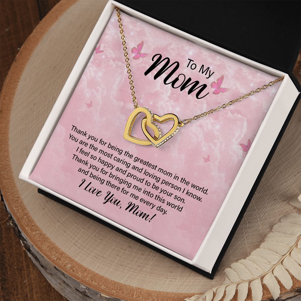 To My Mom Thank You  Interlocking Hearts necklace