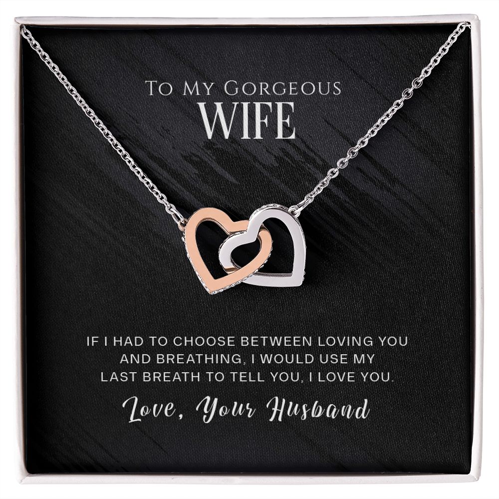 To My Gorgeous WIFE Two Heart Necklace