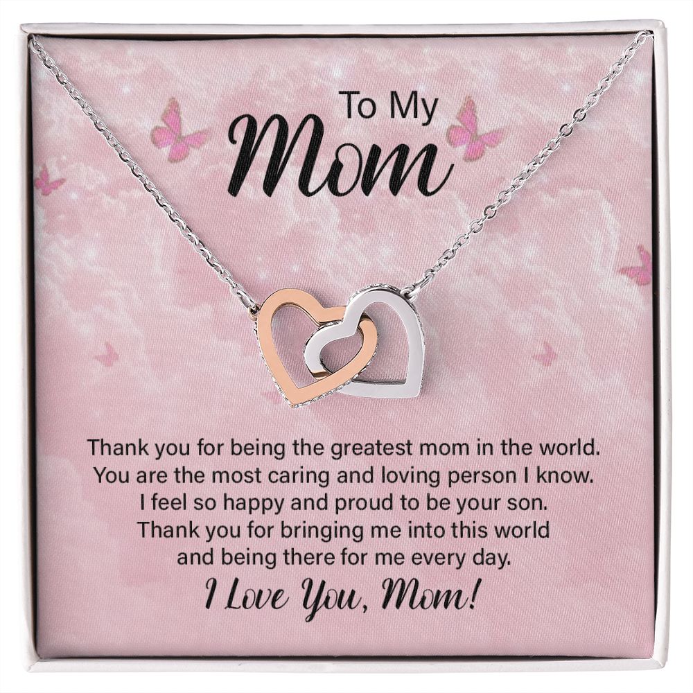 To My Mom Thank You  Interlocking Hearts necklace