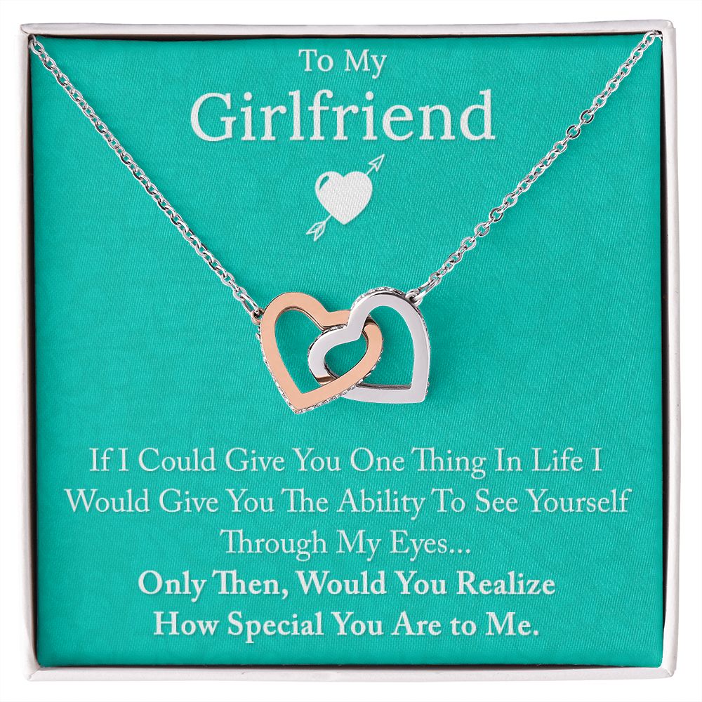 To My Girlfriend If I Could  Interlocking Hearts necklace