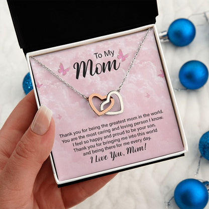 To My Mom Thank You  Interlocking Hearts necklace