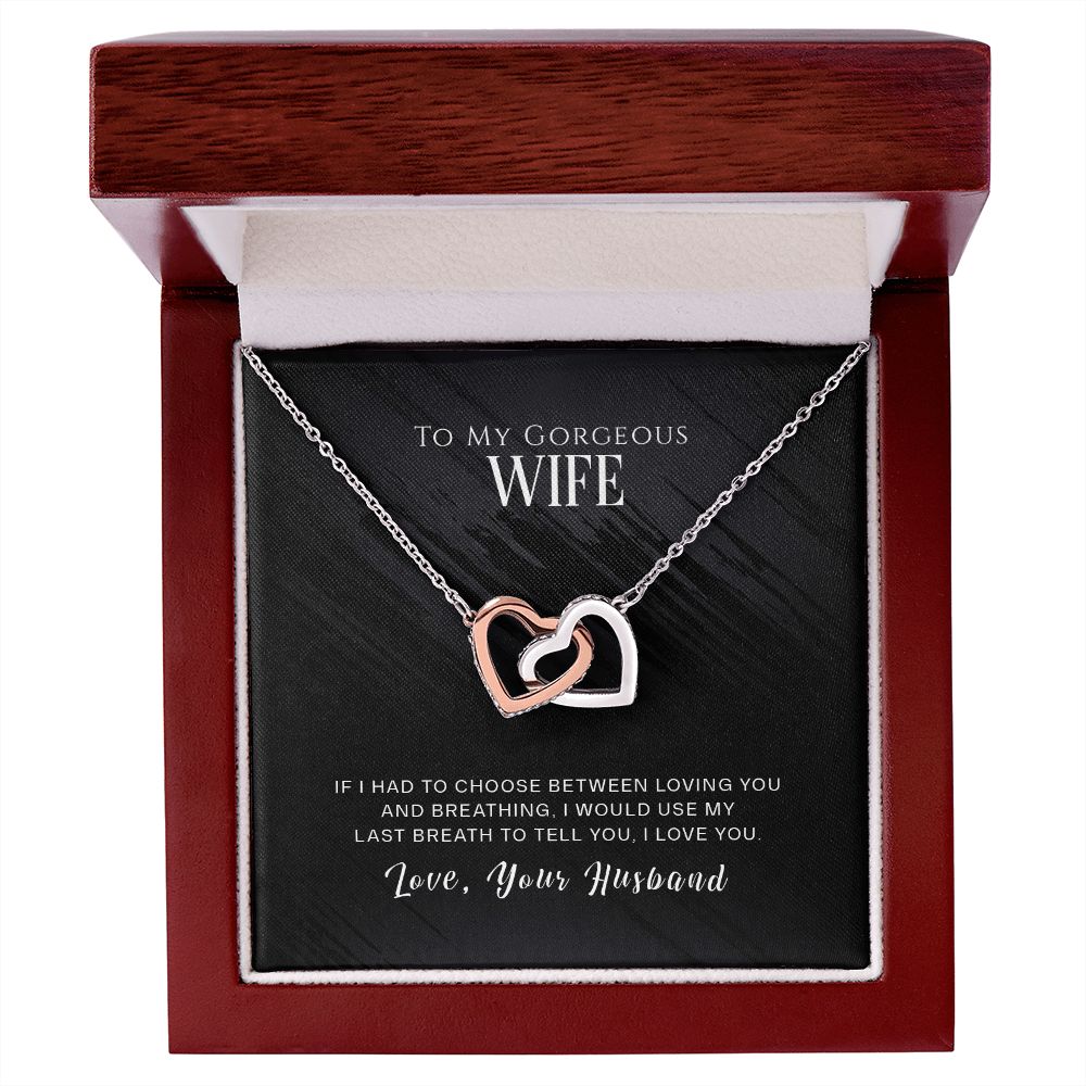 To My Gorgeous WIFE Two Heart Necklace