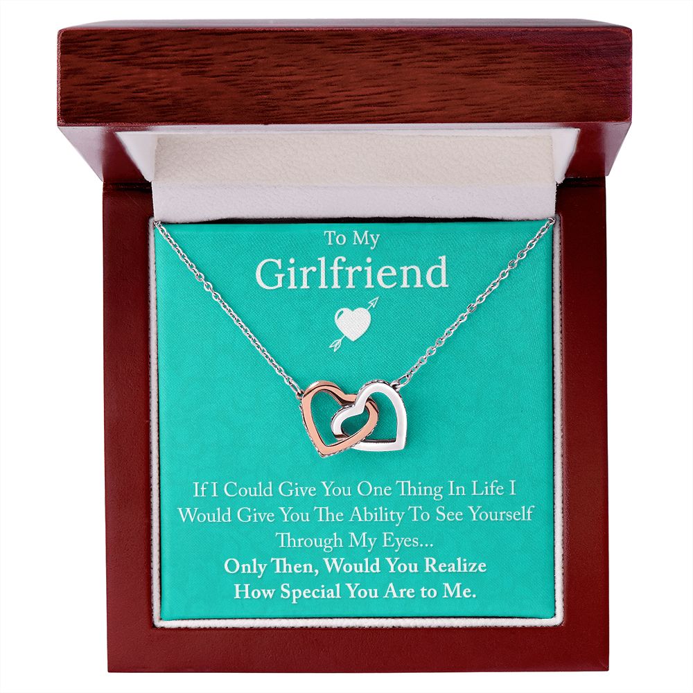 To My Girlfriend If I Could  Interlocking Hearts necklace