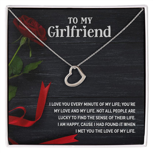 To My Girlfriend Delicate Heart Necklace