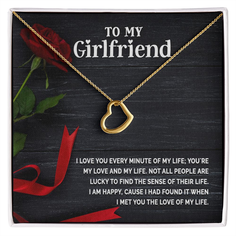 To My Girlfriend Delicate Heart Necklace