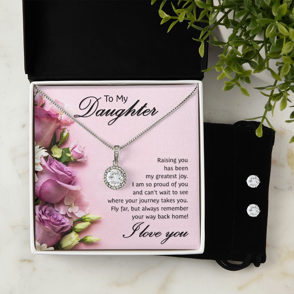 To My Daughter Eternal Hope Necklace and Cubic Zirconia Earring Set