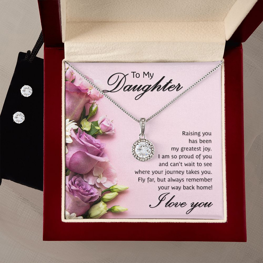 To My Daughter Eternal Hope Necklace and Cubic Zirconia Earring Set